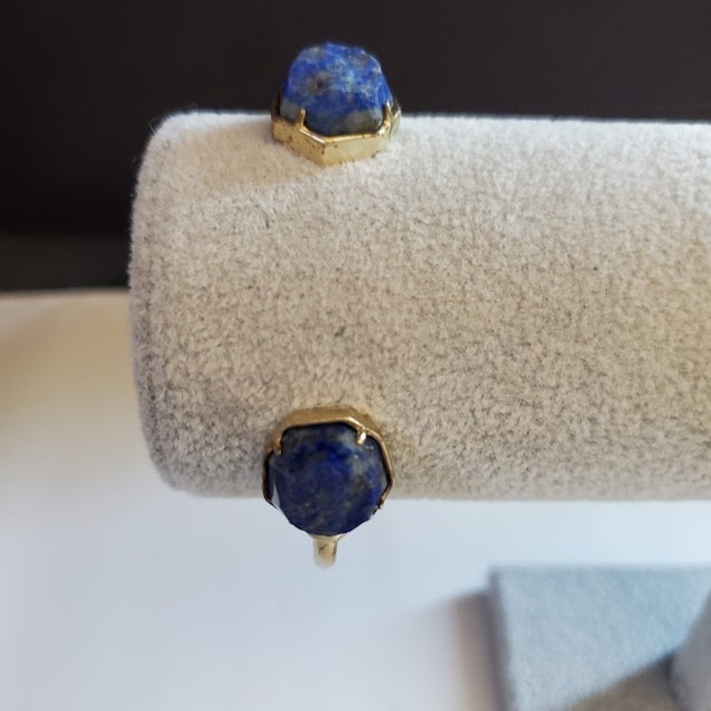 Kendra Scott Gold Tone Lapis Lazuli Raw Hexagon Stone Cuff Bracelet